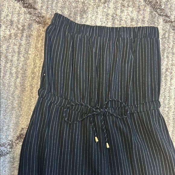 New Allie Rose Black and White Striped Linen Strapless Jumpsuit M - Picture 3 of 4
